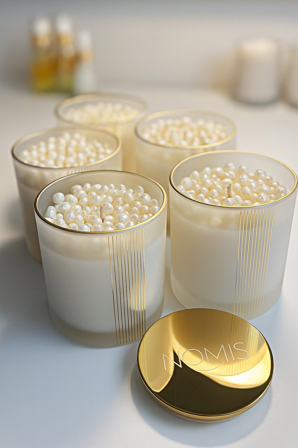 NOMIS 100% Organic and Unique Olive Wax Luxury Candle | Pearl Scented Candle | Inspired by: Amouage Guidance | Saffron Olibanum
